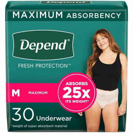 Depend Fresh Protection Women's Adult Incontinence Underwear, M, Blush