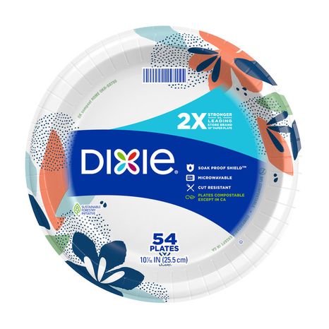 DIXIE Paper Plates, 10 Inch Dinner Plate (Design May Vary)