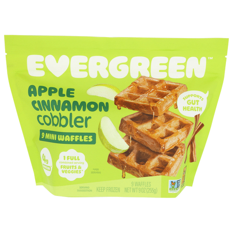 Evergreen Apple Cinnamon Cobbler, Frozen, Mini Waffles