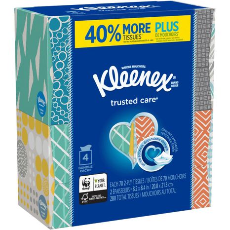 Kleenex Trusted Care Facial Tissues Cube Boxes 2 Ply