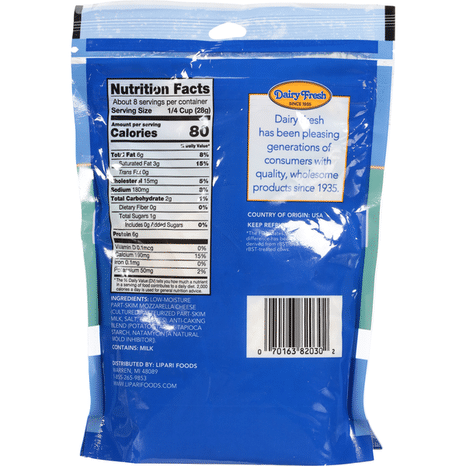 Dairy Fresh Shredded Cheese, Mozzarella, Part-Skim, Low-Moisture