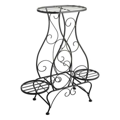 At Home 2-Tier Metal Plant Stand - Black