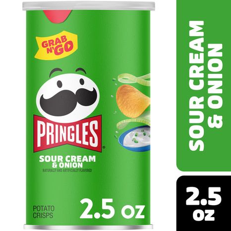 Pringles Sour Cream and Onion Potato Crisps, Lunch Snacks, Grab N' Go, 2.5 oz