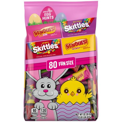 Skittles & Starburst Original, Wild Berry, & FaveReds Fun Size Chewy Candy Easter Basket Stuffers