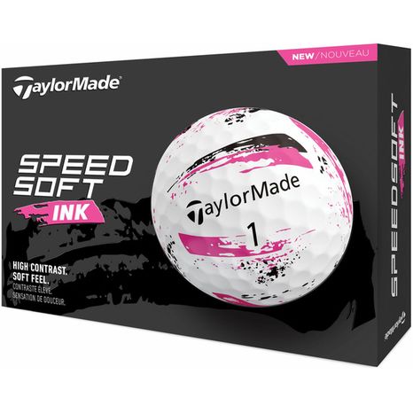 TaylorMade 2024 SpeedSoft Ink Golf Balls - White & Pink