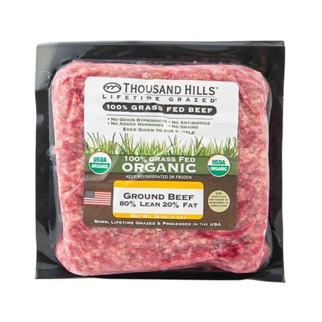 Thousand Hills Lifetime Grazed 80% Lean 20% Fat 100% Grass Fed Ground Beef