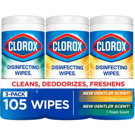 Clorox Disinfecting Wipes Variety Pack, Bleach Free, Crisp Lemon & Fresh Scents