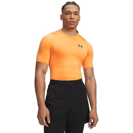 Under Armour Men's HeatGear Compression T-Shirt, M - Orange Bloc/Black