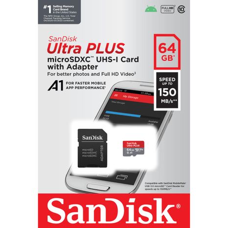 SanDisk Ultra PLUS microSD 64GB Memory Card