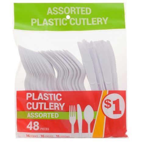 Assorted Plastic Cutlery - White
