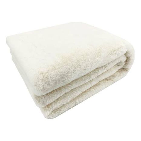 Faux Fur Throw Blanket - Ivory