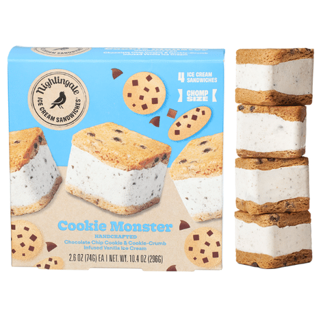 Nightingale Ice Cream Cookie Monster, Chomp Size, Ice Cream Sandwiches