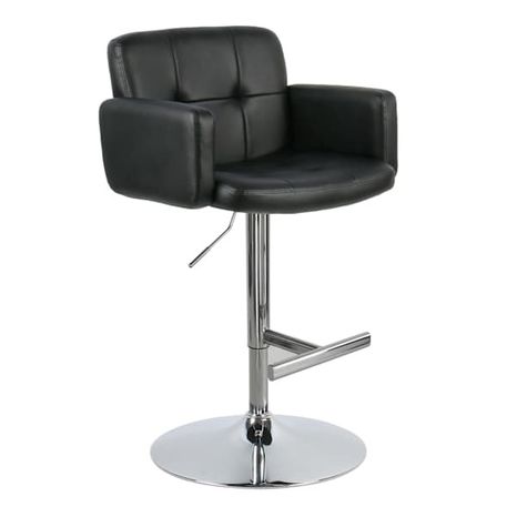 Crosby St Stout Adjustable Faux Leather Barstool - Black