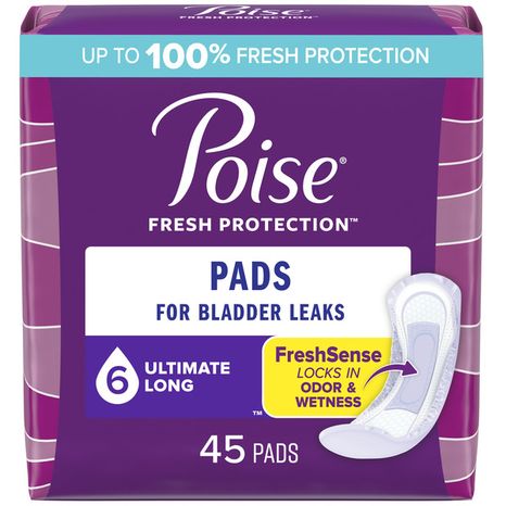 Poise Incontinence Pads, Ultimate Absorbency, Long Length