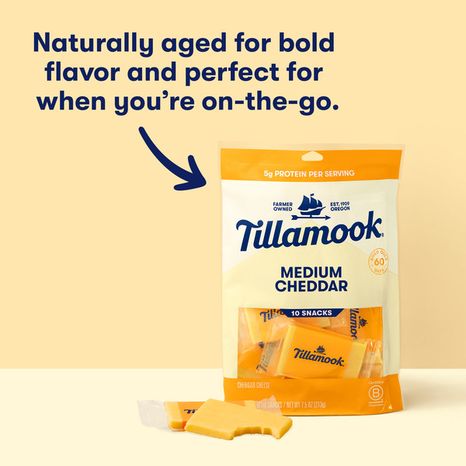 Tillamook Medium Cheddar Cheese Snack Portions, 0.75oz, 10ct