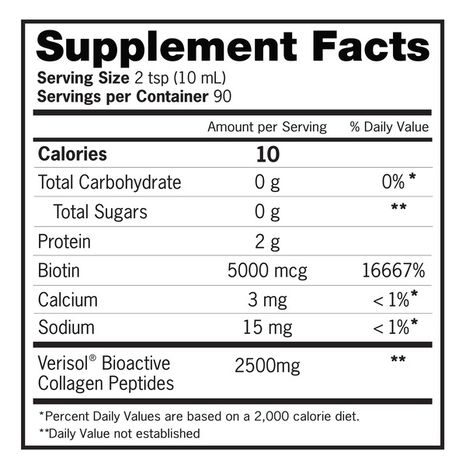 Zena Nutrition Liquid Collagen Plus Biotin Support Supplement