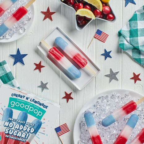 GoodPop Cherry n' Lemonade Red, White & Blue Ice Pops, No Added Sugar