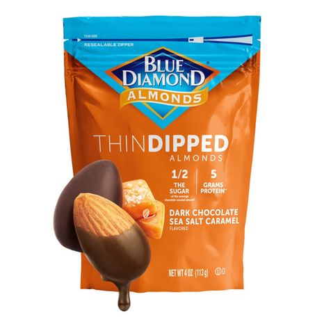 Blue Diamond Thin Dipped Dark Chocolate Sea Salt Caramel Almonds