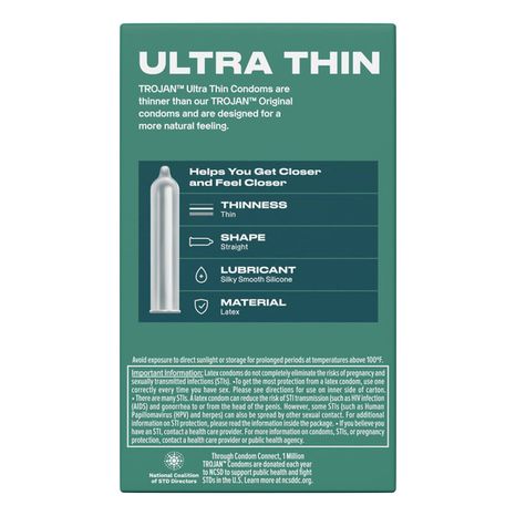 Trojan Ultra Thin Latex Lubricated Condoms For Men