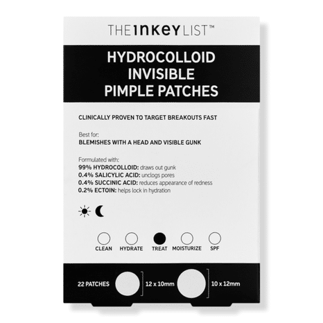 The INKEY List Hydrocolloid Invisible Pimple Patches, 12 mm x 10 mm