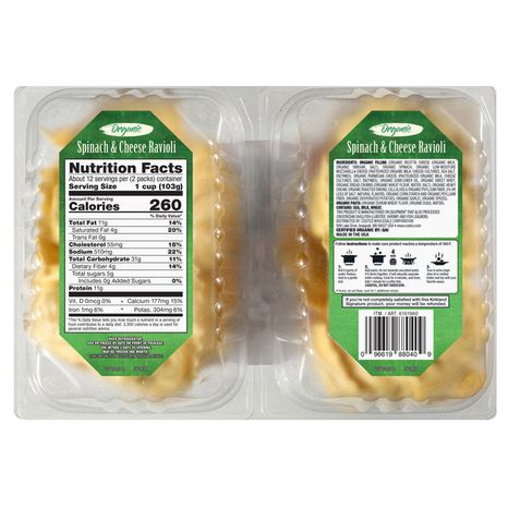 Kirkland Signature Organic Spinach & Cheese Ravioli