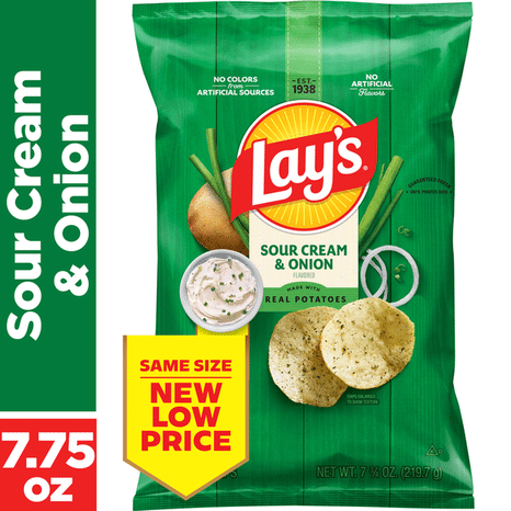 Lay's Potato Chips, Sour Cream & Onion Flavored