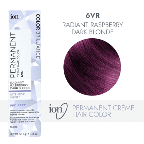 ion Permanent Creme Hair Color - 6VR Radiant Raspberry Dark Blonde