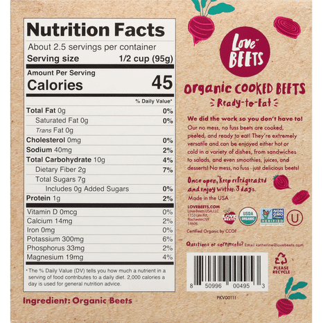 Love Beets Beets, Organic, Cooked