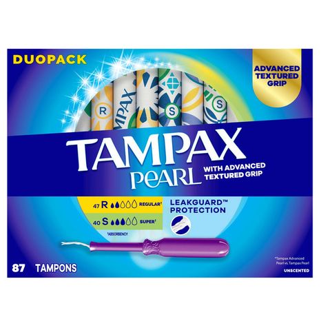 TAMPAX Pearl Tampons Multipack with LeakGuard Braid, Regular/Super