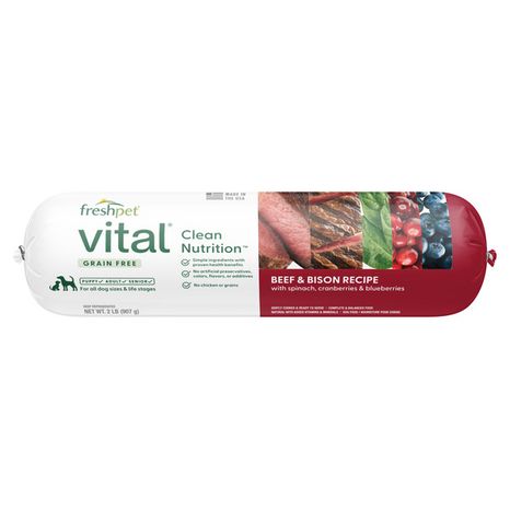 Freshpet Vital, Fresh Dog Food, Grain Free Beef & Bison Recipe Roll