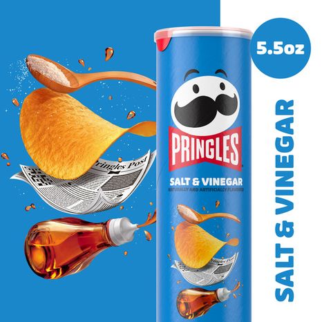 Pringles Salt and Vinegar Potato Crisps Chips, Lunch Snacks, 5.5 oz
