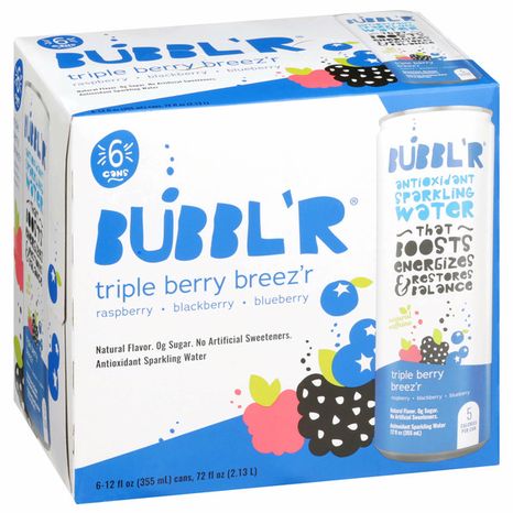BUBBL’R Antioxidant Sparkling Water, triple berry breez'r