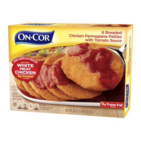 On‑Cor Breaded Chicken Parmagiana Patties with Tomato Sauce
