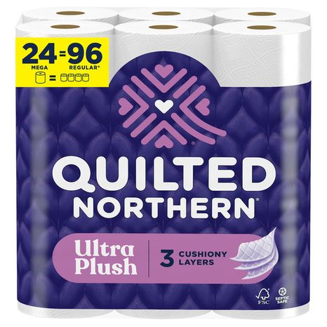 QUILTED NORTHERN Ultra Plush Toilet Paper, 24 Mega Rolls