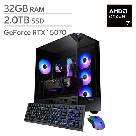 iBUYPOWER AMD Ryzen 7 9800X3D NVIDIA GeForce RTX 5070 12GB Windows Element Gaming PC Desktop