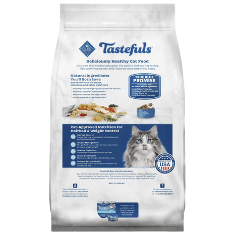 Blue Buffalo Tastefuls Adult Dry Cat Food for Weight Management & Hairball Control, Chicken