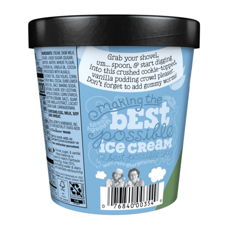 Ben & Jerry's Dirt Cake Topped Vanilla Pudding Ice Cream Pint