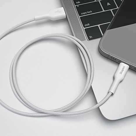 Staples TECH Lightning to USB-C Charging Cable - White