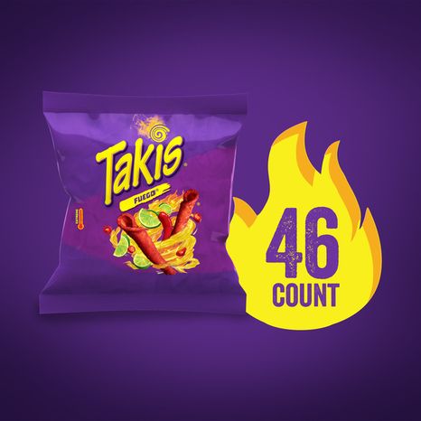 Takis Fuego 46 pc / 1 oz Multipack, Hot Chili Pepper & Lime Flavored Extreme Spicy Rolled Tortilla Chips