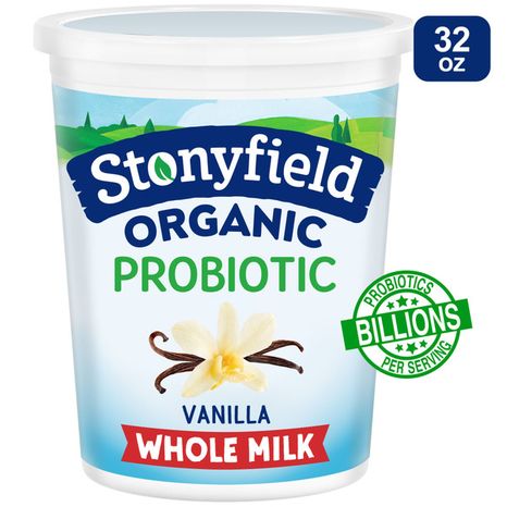 Stonyfield Organic Vanilla Whole Milk Probiotic Yogurt Container