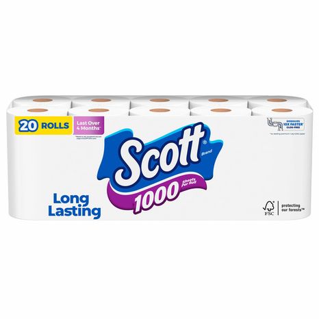 Scott 1000 Toilet Paper, Septic-Safe, Toilet Tissue