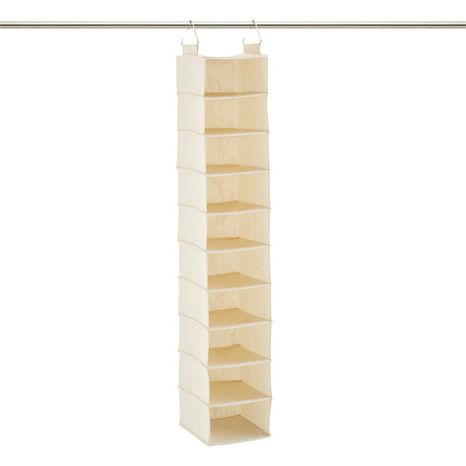 The Container Store Wide 10-Compartment Hanging Closet Organizer - Natural