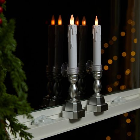 GE StayBright Battery Operated LED Window Candle - Silver