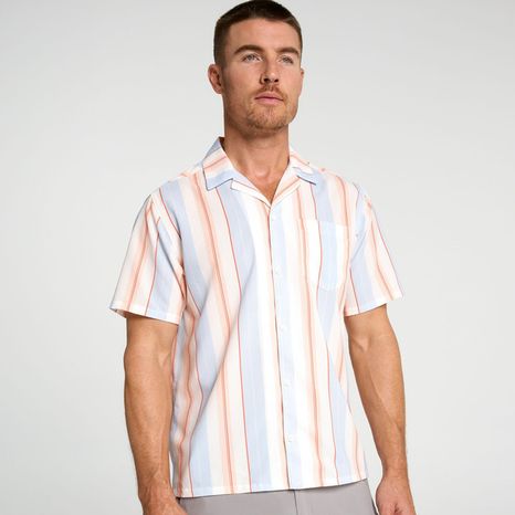 VRST Men's Performance Resort Shirt, L - Multi Harbor Stripe