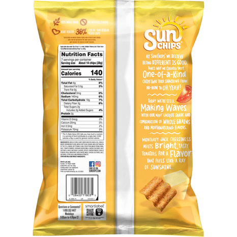 Sun Chips Whole Grain Snacks, Monterey Jack & Garden Tomato