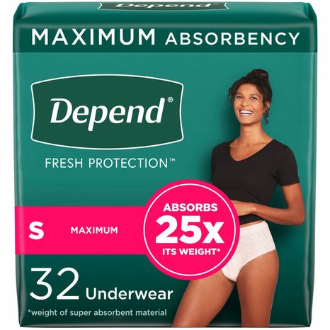 Depend Fresh Protection Women's Adult Incontinence Underwear, S, Blush
