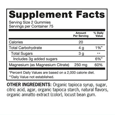 Qunol Extra Strength Magnesium Citrate 250 Mg/serving Promotes Nerve Bonr & Muscle Health Dietary Supplement Gummies Rich Orange