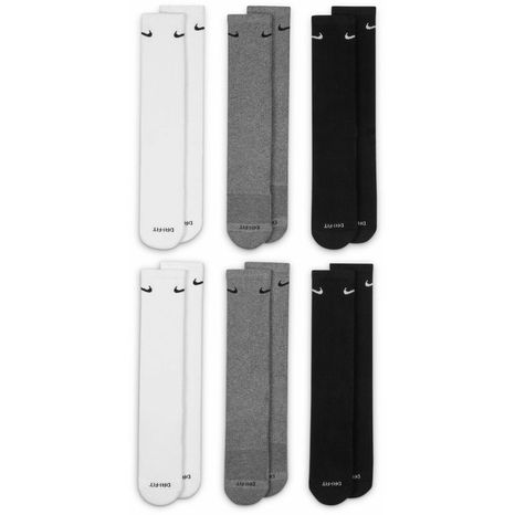 Nike Dri-FIT Everyday Plus Cushion Training Crew Socks - White & Carbon Heather