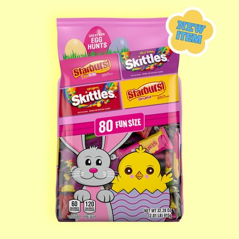 Skittles & Starburst Original, Wild Berry, & FaveReds Fun Size Chewy Candy Easter Basket Stuffers