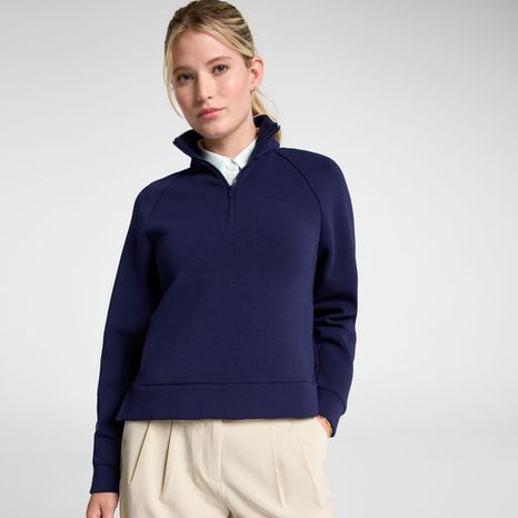 CALIA Women's Golf Piped Scuba 1/4 Zip, S - Opulent Blue